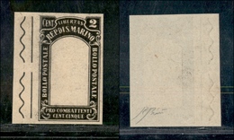 0792 SAN MARINO - 1918 - Prova Di Stampa In Nero Della Cornice Del 2 + 5 Cent (54) - Senza Gomma - Cert. AG - Sonstige & Ohne Zuordnung