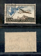 0804 SAN MARINO - 1951 - 1000 Lire Bandiera P.Aerea (99) - Usato - Cert. AG (600) - Andere & Zonder Classificatie