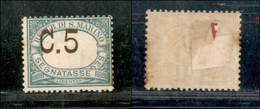 0806 SAN MARINO - 1897 - 5 Cent (1-Segnatasse) - Cifra Spostata - Non Catalogato - Due Dentini Ingialliti - Otros & Sin Clasificación