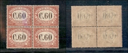 0807 SAN MARINO - 1924 - Quartina Del 60 Cent Segnatasse (14) - Gomma Integra - Ottimamente Centrata - Cert. AG (600) - Altri & Non Classificati