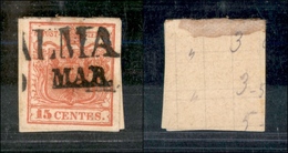 1065 ANTICHI STATI - LOMBARDO VENETO - 1850 - 15 Cent (3a - Prima Tiratura) Su Piccolo Frammento (90) - Sonstige & Ohne Zuordnung