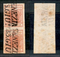 1069 ANTICHI STATI - LOMBARDO VENETO - 1852 - Coppia Verticale Del 15 Cent Rosso (6) - Venezia 23/6 - Autres & Non Classés