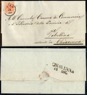 1070 ANTICHI STATI - LOMBARDO VENETO - Lilliput - 15 Cent (6) Ritagliato Nel Disegno - Lettera Da Como A Chiavenna Del 1 - Other & Unclassified