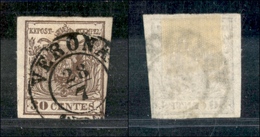 1077 ANTICHI STATI - LOMBARDO VENETO - 1850 - 30 Cent (8) II Tipo - Usato - Andere & Zonder Classificatie