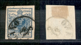 1080 ANTICHI STATI - LOMBARDO VENETO - 1855 - 45 Cent Azzurro III Tipo (12) - Annullo Milano 15.3 - Usato (80) - Sonstige & Ohne Zuordnung