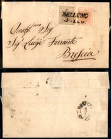 1087 ANTICHI STATI - LOMBARDO VENETO - 30 Cent (21) + 15 Cent (20) - Lettera Da Belluno A Brescia - Sonstige & Ohne Zuordnung