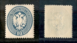 1116 ANTICHI STATI - LOMBARDO VENETO - 1894 - Ristampe - 10 Soldi Azzurro (R20) Con Parte Di Filigrana - Gomma Integra ( - Other & Unclassified