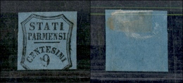 1144 ANTICHI STATI - PARMA - 1853/1857 - 9 Cent Azzurro Segnatasse Per Giornali (2) - Corto In Basso - Nuovo Senza Gomma - Other & Unclassified