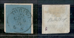 1191 ANTICHI STATI - SARDEGNA - 1853 - 20 Cent (5) Su Frammento - Toccato In Basso (475) - Other & Unclassified