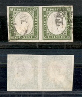 1203 ANTICHI STATI - SARDEGNA - 1862 - 5 Cent (13Db) - Coppia Orizzontale - Usata - Autres & Non Classés