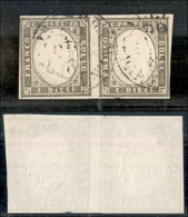 1217 ANTICHI STATI - SARDEGNA - 1861 - 10 Cent Grigio Oliva Chiaro (14C) - Coppia Orizzontale - Usata - Sonstige & Ohne Zuordnung