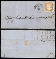 1230 ANTICHI STATI - SARDEGNA - 10 Cent Giallo Ocra (14Dd) - Testatina Di Lettera Da Messina A Cefalù - Other & Unclassified