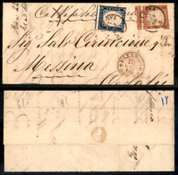 1246 ANTICHI STATI - SARDEGNA - 20 Cent (15B) + 40 Cent (16B) - Testatina Di Lettera Da Genova A Cefalù Del 13.1.60 - Un - Other & Unclassified