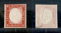 1276 ANTICHI STATI - SARDEGNA - 1861 - 40 Cent Rosso Carminio (16D) - Gomma Integra (240) - Altri & Non Classificati