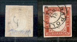 1285 ANTICHI STATI - SARDEGNA - 1863 - 40 Cent Rosa Vermiglio (16F) Su Frammento - Napoli 21.10.63 - Altri & Non Classificati