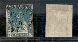 1317 ANTICHI STATI - TOSCANA - 1851 - 2 Crazie (5f) Verde Azzurro Su Grigio - Usato - Ben Marginato (350) - Altri & Non Classificati