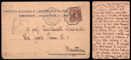 1432 REGNO - S.Pancrazio Parmense 2.1.08 - 10 Cent (82) Su Cartolina Per Mantova Del Partito Giovanile Liberale Italiano - Sonstige & Ohne Zuordnung