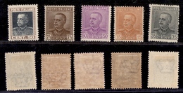 1497 REGNO - 1927/1929 - 5 Valori Effige Vittorio Emanuele III (218/224/225/240/241) - Nuovi Con Gomma (50) - Autres & Non Classés