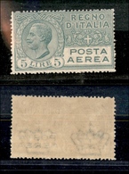 1587 REGNO - 1926/1928 - 5 Lire Posta Aerea (7) - Gomma Integra (125) - Autres & Non Classés