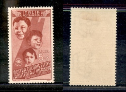 1600 REGNO - 1937 - 5 + 3 Lire Colonie Estive P. Aerea (A105) - Nuovo Con Gomma - Autres & Non Classés