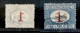 1643 REGNO - 1890/1894 - 1 Lira Segnatasse (27n) Con Decalco Della Cifra - Usato (30) - Autres & Non Classés