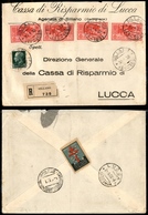 1722 REGNO - Quattro 75 Cent Garibaldi (320) + Complementare (248) - Raccomandata Da Sillano A Lucca Del 30.4.42 - Autres & Non Classés