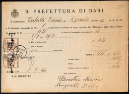 1746 LUOGOTENENZA - Coppia Del 50 Cent Lupa (515) In Uso Fiscale Su Ricevuta - Molfetta 1.9.44 - Other & Unclassified