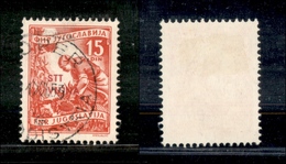 1839 TRIESTE B - 1953 - 15 Din Rosa (79/I) II Tipo - Vignetta 26 Mm - Usato - Andere & Zonder Classificatie