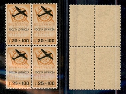 1858 EMISSIONI LOCALI - Corpo Polacco - 1946 - Quartina Del 25 Lire + 100 Lire (3) - Gomma Integra (240) - Autres & Non Classés