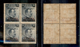 1910 UFF.POSTALI ESTERO - LEVANTE - Valona - 1916 - Quartina 30 Para Su 20 Cent (9A) - Leggero Decalco - Gomma Integra - Other & Unclassified