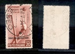 1952 COLONIE - EGEO - 1934 - 20 Cent Calcio Soprastampato (75) - Usato (130) - Otros & Sin Clasificación