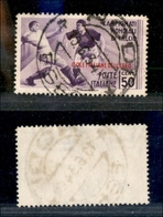 1954 COLONIE - EGEO - 1934 - 50 Cent Calcio Soprastampato (100) - Usato - Other & Unclassified
