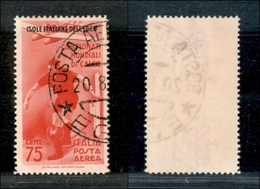 1955 COLONIE - EGEO - 1934 - 75 Cent Calcio Posta Aerea Soprastampato (A35) - Usato (100) - Andere & Zonder Classificatie