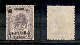 1984 COLONIE - ERITREA - 1922 - 1 Lira Su 10 Anna (60ee) - Soprastampa E Sbarrette Oblique - Usato - Autres & Non Classés