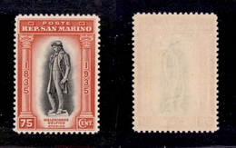 2341 SAN MARINO - 1935 - 75 Cent Melchiorre Delfico (201) - Gomma Integra (45) - Andere & Zonder Classificatie