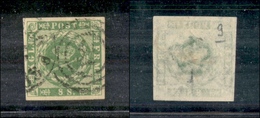 2495 DANIMARCA - 1858/1863 - 8 Skilling Verde Stemma (unif. 9) - Usato (220) - Autres & Non Classés