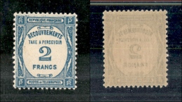 2520 FRANCIA - 1927 - 2 Franchi (61-segnatasse) - Gomma Integra (130) - Other & Unclassified