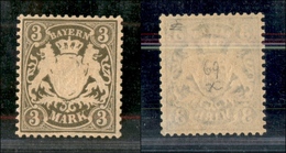 2525 GERMANIA - Baviera - 1881 - 3 M. (56a) - Carta Rosata - Gomma Integra - Other & Unclassified