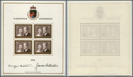 2566 LIECHTENSTEIN - 1974 - Minifoglio 4 X 10 Franchi Principi Regnanti (unif. 557) - Gomma Integra (65) - Autres & Non Classés