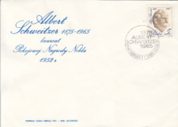 ALBERT SCHWEITZER, DOCTOR, NOBEL PEACE PRIZE, COVER FDC, 1986, POLAND - Albert Schweitzer