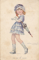 CPA SIGNED ILLUSTRATION, S. BOMPARD- GIRL WITH UMBRELLA - Bompard, S.