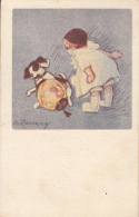 CPA SIGNED ILLUSTRATION, ZANDRINO- CHILDREN SCOLDING DOG FOR BREAKING A LAMP - Zandrino