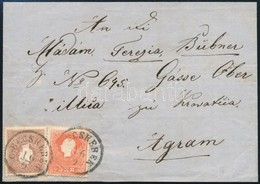 ~1858 5kr II + 10kr II Levélen 'G: BECSKEREK' 'AGRAM' - Other & Unclassified