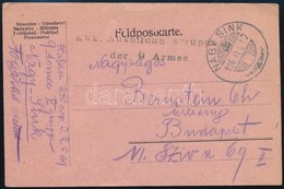 1916 Tábori Posta Levelezőlap 'K.u.k. AUSBILDUNGSGRUPPE Der 9. ARMEE' + 'NAGY SINK' - Other & Unclassified