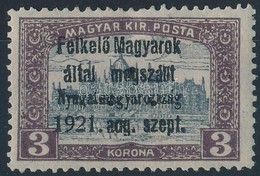 * Nyugat-Magyarország I. 1921 Parlament 3K Hármaslyukasztással, Bodor Vizsgálójellel (15.000) - Autres & Non Classés