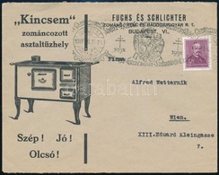 1938 Látványos Reklámboríték 32f Bérmentesítéssel Bécsbe Alkalmi Bélyegzéssel - Altri & Non Classificati