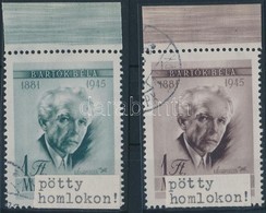 O 1955 Bartók 2 Db ívszéli Bélyeg Barna, Zöld Pöttyökkel - Altri & Non Classificati