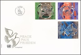 Bécs, Genf, New York 1993 A Béke Világnapja 3 Klf Négyestömb Mi 152-155, 235-238, 653-656 FDC-n - Other & Unclassified