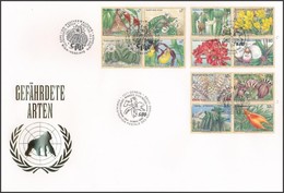 Bécs, Genf, New York 1996 Veszélyeztetett Virágok (IV) 3 Klf Négyestömb Mi 205-208, 288-291, 707-710 FDC-n - Andere & Zonder Classificatie