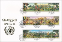 Bécs, Genf, New York 1996 Egyesült Nemzetek Konferencia 3 Klf ötöscsík Mi 209-213, 292-296, 711-715 FDC-n - Andere & Zonder Classificatie